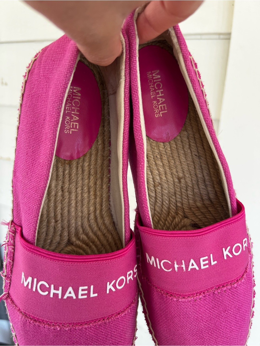 Michael Kors Hot Pink Canvas Espadrille Slip-Ons